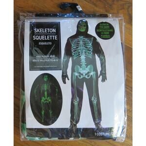 SKELETON Halloween Costume Glow in Dark XXL 48-52 Adult Plus 4 Pieces Cosplay
